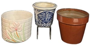 FR - Ceramic Planters - Portuguese Pottery & Floral Cachepot (Lot of 3)
