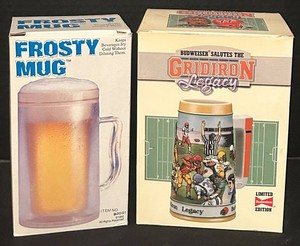 FR - Vintage Beer Mugs - Frosty Mug & Budweiser Gridiron Legacy (Lot of 2)