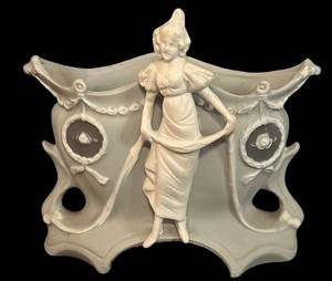 FR - Vintage German Bisque Porcelain Figural PlanterSpill Vase