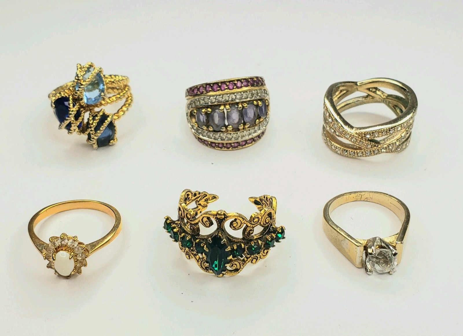 Gold-tone & Rhinestones Statement Ring Lot
