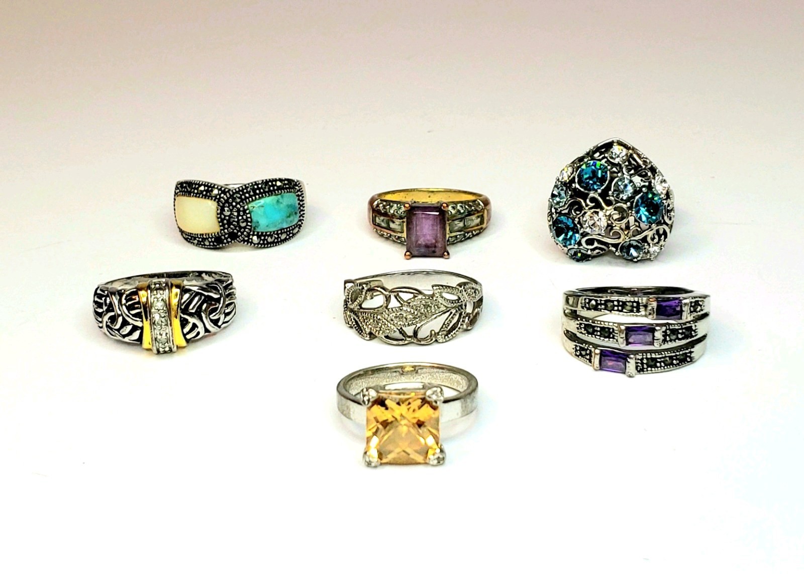 Vintage & Sterling Silver Gemstone Ring Lot