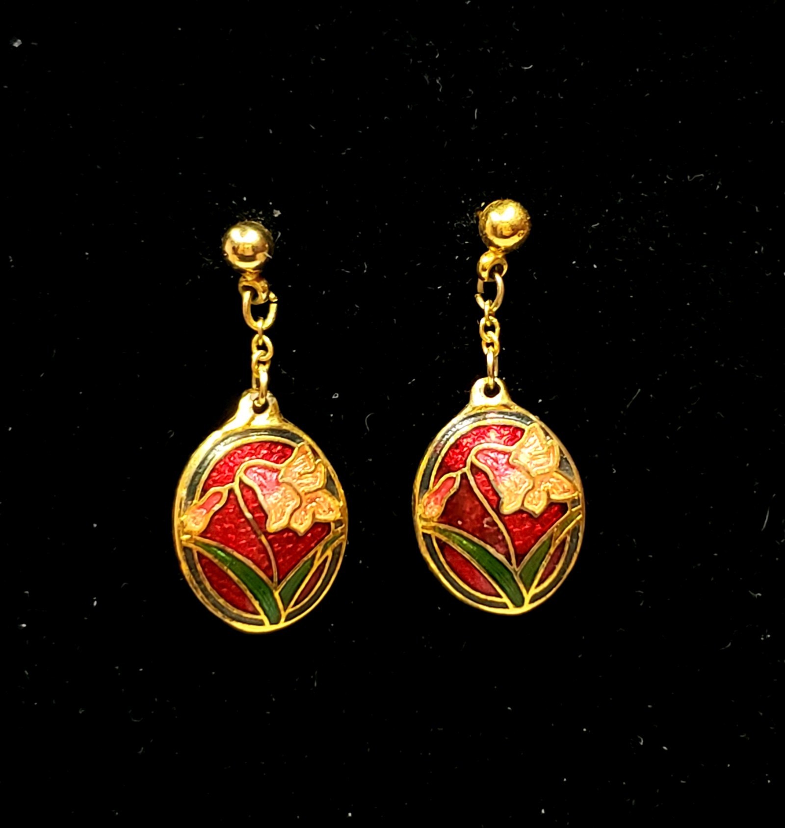 Gold-Tone Cloisonn Earrings