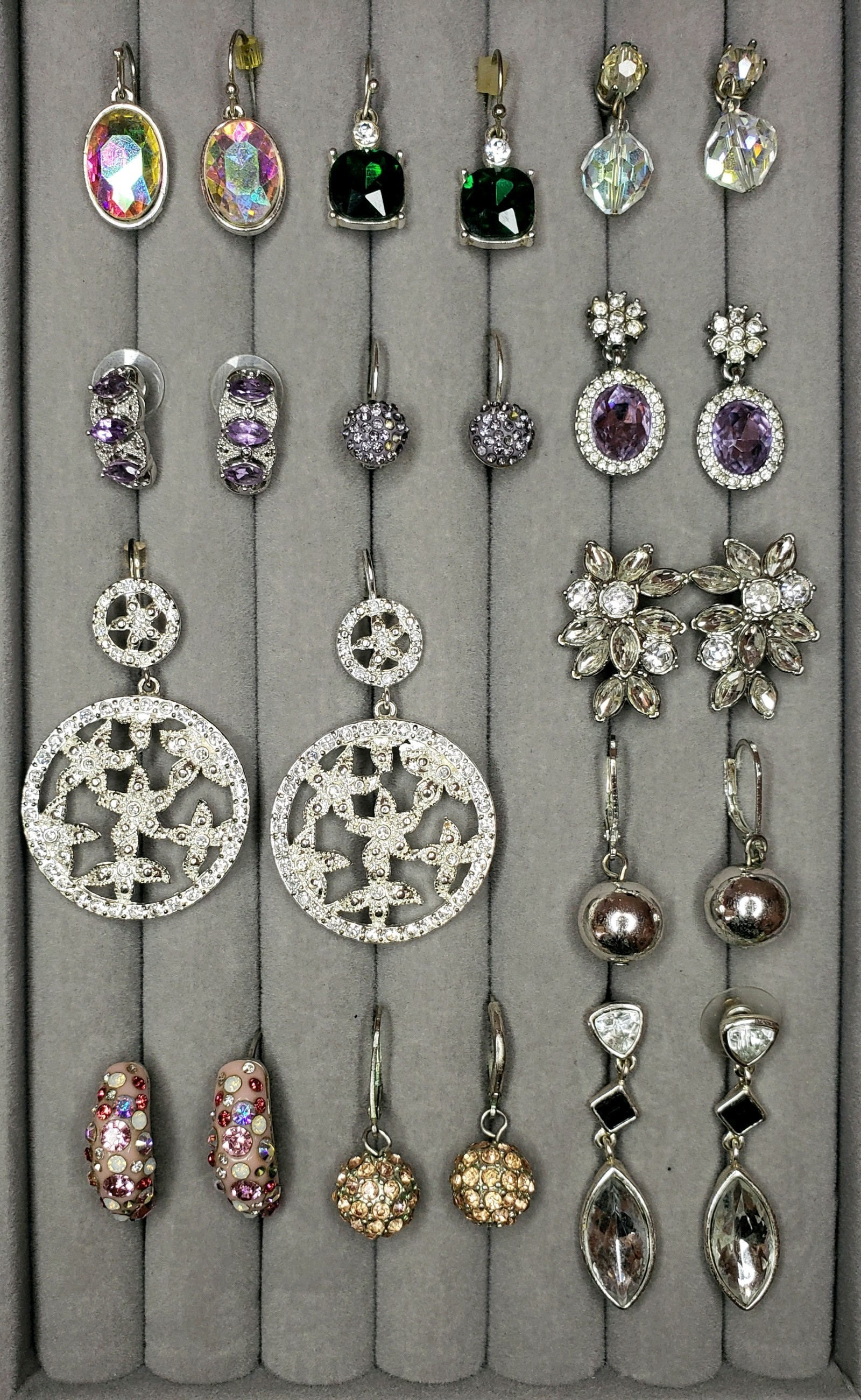 Silver-tone & Rhinestone Earring Lot