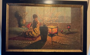 Vintage Endre Komromi Kacz Madame Butterfly Japanese Interior Print (27x18)
