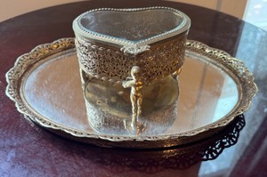 Vintage Ornate Cherub Jewelry Box