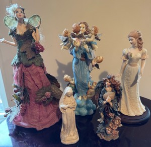 Lot of 5 Vintage Angel Figurines & Fairy Doll - Inc. Boyds Bears Folkstone