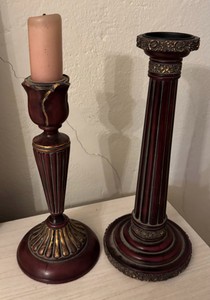 Pair of Fluted Column Candlesticks Vintage 1980s