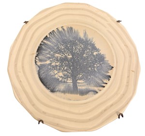Tree of Life Ceramic Wall Plate with Scalloped Edge