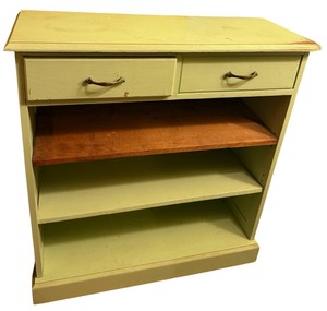 Vintage Two-Drawer Open Shelf Cabinet