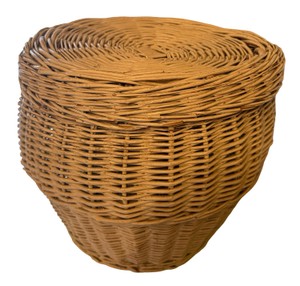 Woven Wicker Lidded Storage Basket or Ali Baba-style Hamper.