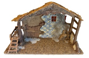 Vintage Rustic Nativity Crche Stable