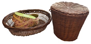 Vintage Wicker Baskets & Decorative Floral Storage Box Set