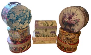 Lot of 7 Vintage-Style Floral Decorative Storage & Hat Boxes