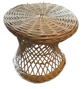 Vintage Wicker Hourglass Side Table