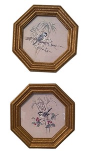 1980s Homco Octagonal Gold Frame Set