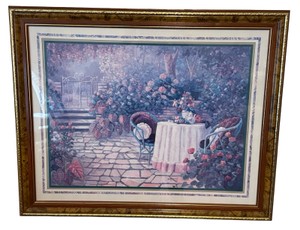 Beautiful artwork titled Thru Gods Grace a Vintage Garden Terrace Art Print by Artist Bettie Hebert Felder