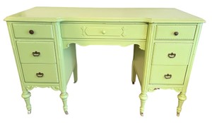 Vintage Kneehole Desk  Chartreuse  Apple Green Painted Finish