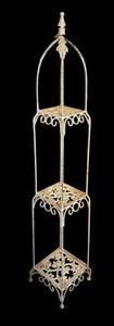 Vintage Ornate Metal 3-Tier Corner Plant Stand  Display Shelf