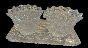 3-Piece Brilliant Cut Crystal Creamer, Sugar, & Tray Set