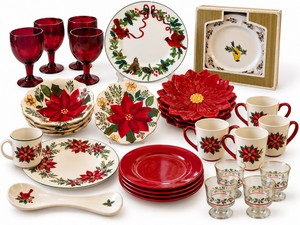Festive Holiday Dinnerware & Glassware Lot