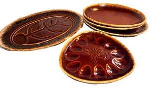 Brown Hull Platters - 5 Pieces