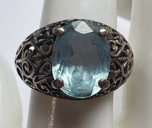 Sterling Blue Gemstone Filigree Ring
