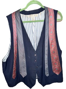 Vintage Katherine Deene Tie-Detail Vest  Navy Blue, Size 22W24W