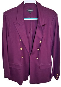 Lane Bryant Plum Purple Double-Breasted Blazer Jacket Gold Buttons Size 22
