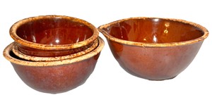 4-Piece Brown Hull Pottery Bowl set