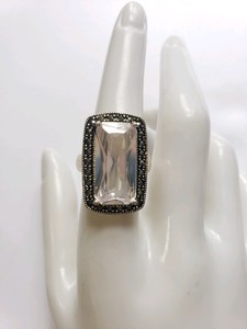 Elegant CZ & Marcasite Cocktail Ring