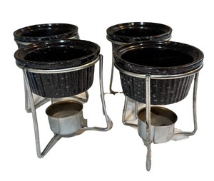 Ceramic Butter Warmers with Metal Candle Stands, set of 4