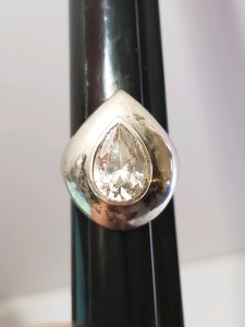 Sterling Modernist Pear Shaped CZ Ring