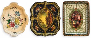 Set of 3 Antique-Style Decorative Metal Trays