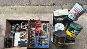 Vintage Tools and Vintage Coffee Cans lot