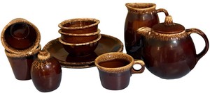 Hull Pottery Brown Drip Glaze Tea & Coffee Set