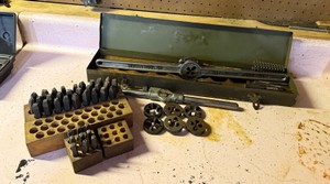 Vintage Wells Tool Co. Tap, Die, & Steel Stamp Set