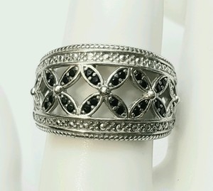 Sterling Filigree & Black Gemstone Ring