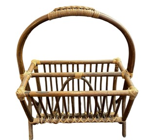 Mid-Century Rattan & Bamboo Magazine Rack