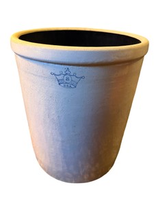 Vintage RRP Co. 8-Gallon Blue Crown Stoneware Crock