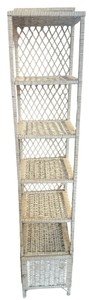 5-Tier Boho Wicker & Rattan tagre Shelving Unit with Cabinet