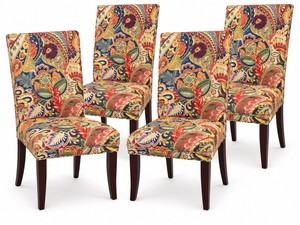 Vibrant Multi-Colored Paisley Upholstered Dining Chairs (Set of 4)