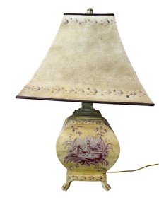 French Country Toile Table Lamp with Claw Feet