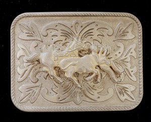 Steer Wrestling Rodeo Belt Buckle