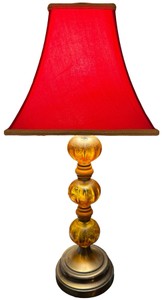 Vintage Mid-Century Stacked Amber Glass Orb Table Lamp Base - 27