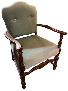 Vintage Louis XIII Style Carved Walnut Armchair
