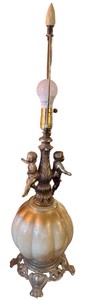Vintage Hollywood Regency Cherub Lamp with Fringed Victorian Shade 32