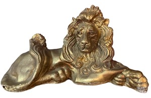 Mid-Century Gilt Reclining Lion Sculpture