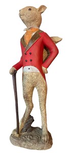 Dapper Rabbit Figurine - Red Hunting Coat & Walking Stick