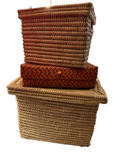 Vintage Woven Basket Storage Lot  Set of 3
