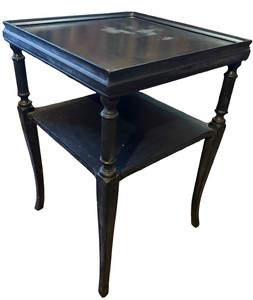Vintage Two-Tier Dark Finish Accent Table with Tray Top